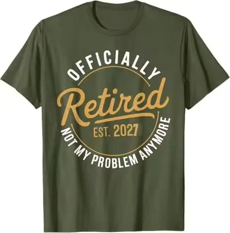 Ruhestand 2027, nicht mehr mein Problem – Vintage-T-Shirt mit lustigem Humor, aufgedrucktem Spruch, ideal als Geschenk zum Ruhestand für Opa oder Papa. – Detail 9