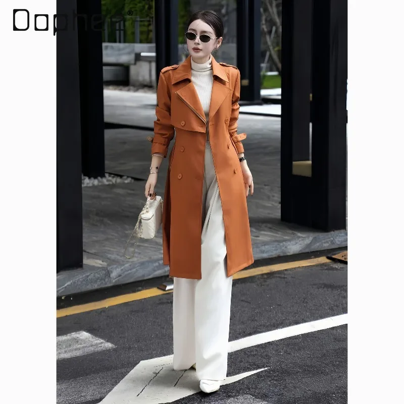 Elegant Professional Fashion Women's High-end Socialite Suit Collar Mid-length Trench Coat Commuting Style Single-breasted Coat