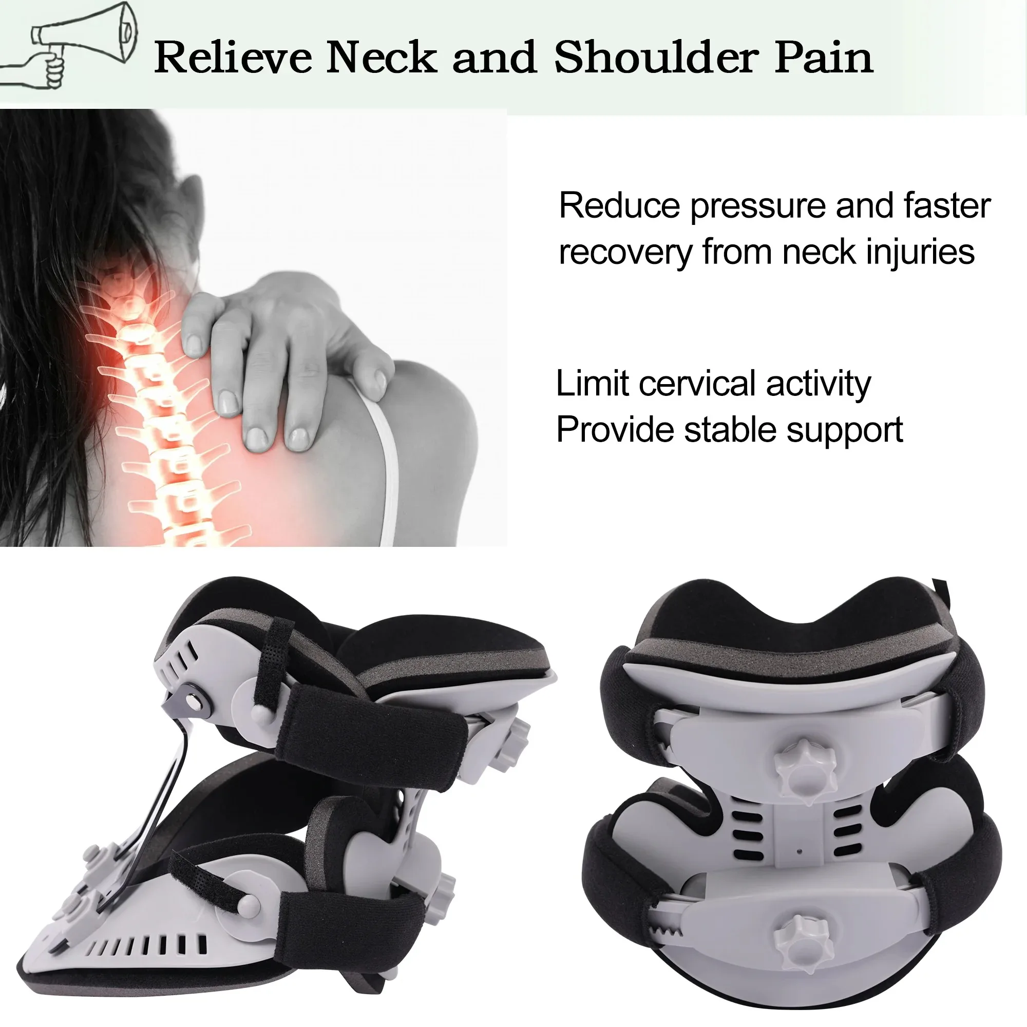 Tutore per il collo con collare cervicale per alleviare il dolore e la pressione della colonna vertebrale, taglia unica