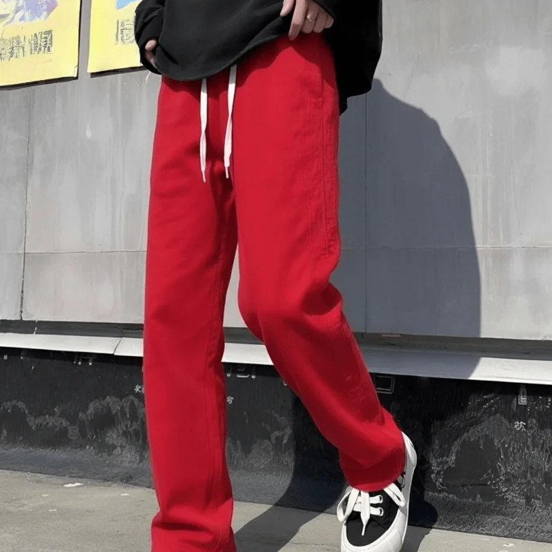 European and American Men's Loose Design Straight-leg Pants, Four-season Casual Versatile Drape Jeans