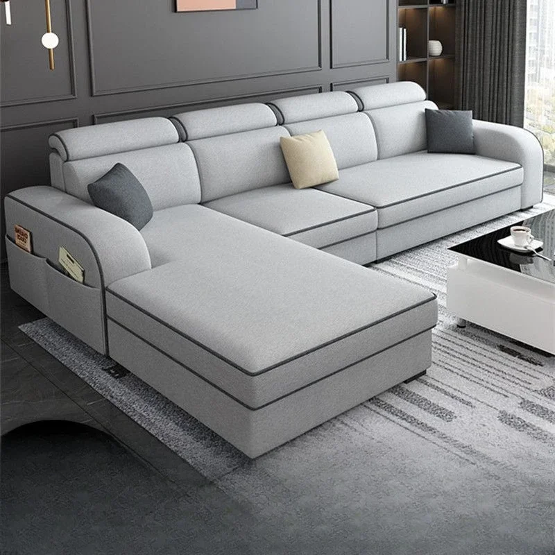 أريكة قماش جديدة، تكنولوجيا، شقة بسيطة وكبيرة وصغيرة، قابلة للطي على شكل حرف L، مجموعة غرفة المعيشة، فن القماش #2