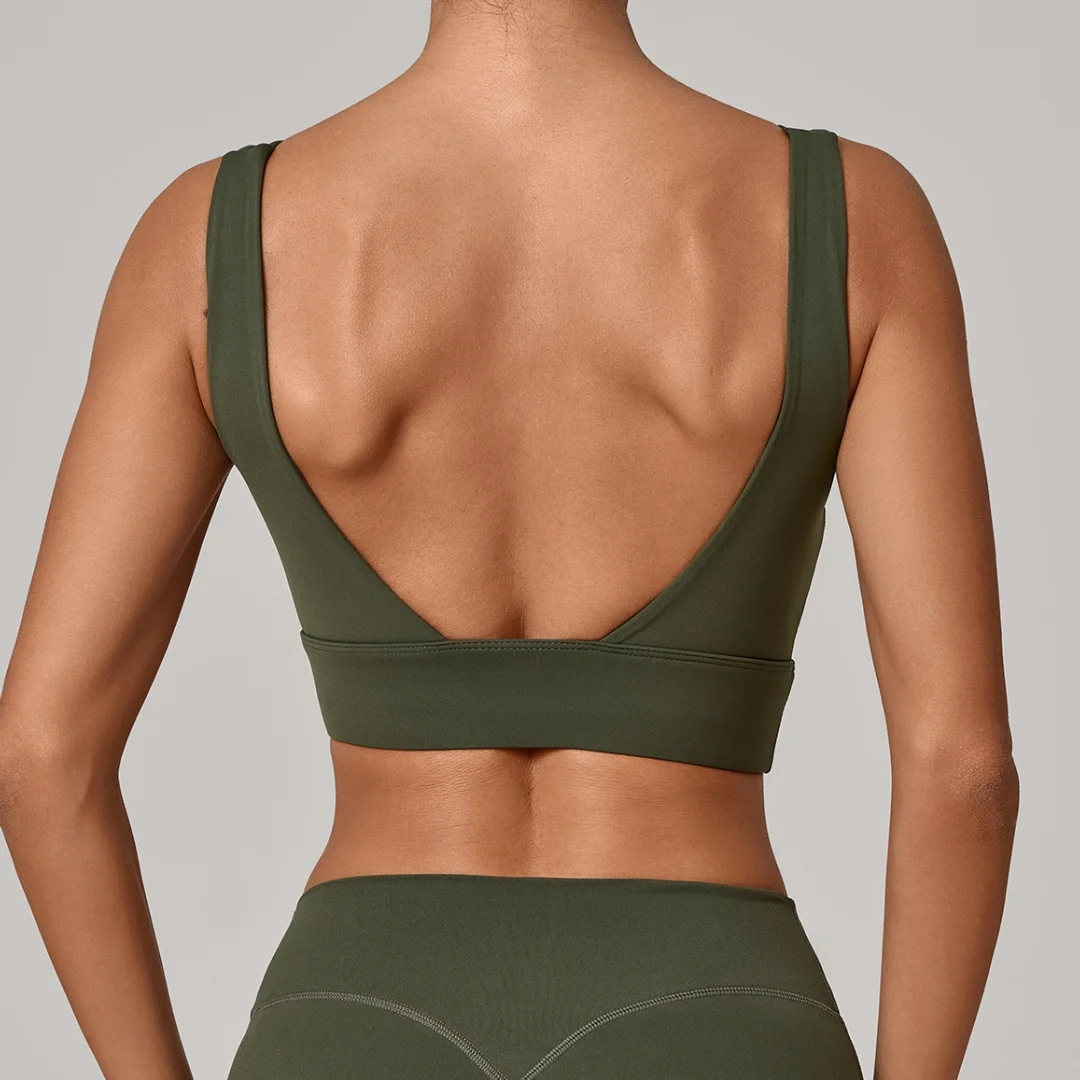 

Women's Seamless Backless Yoga Vest Sports Fitness Wide Hem Breathable Sports Top Push-up Running Workout Clothes Gym Yoga Bra