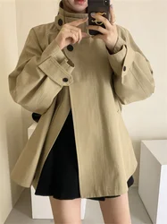 2024 Korean Women Autumn Trench Coats Short Jacket Casual Female Turtleneck Coat Tops womens (JL2659)