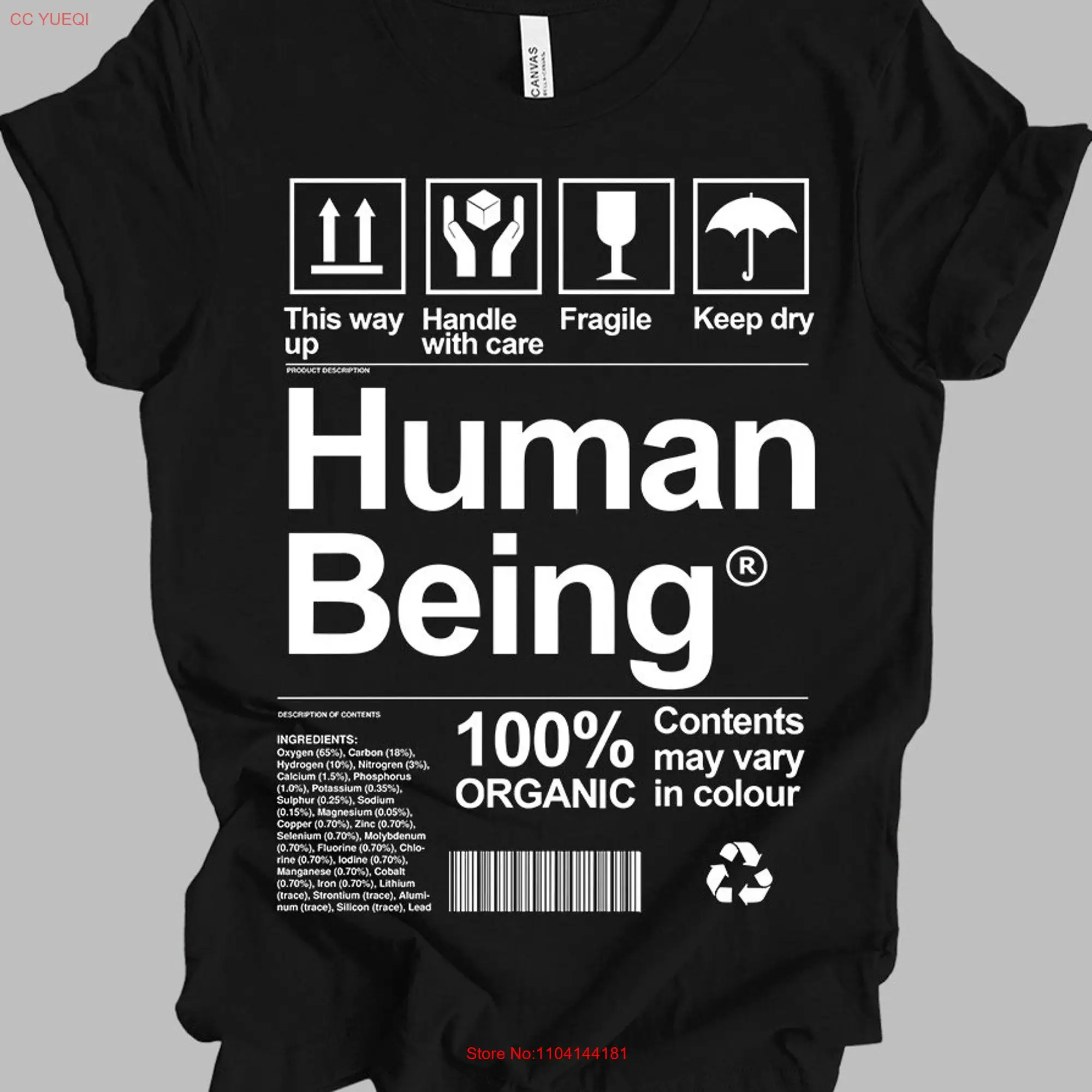 Human Contents T Shirt Being Funny Humanity Chemical Elements Ingredients Biology Science for Doctor