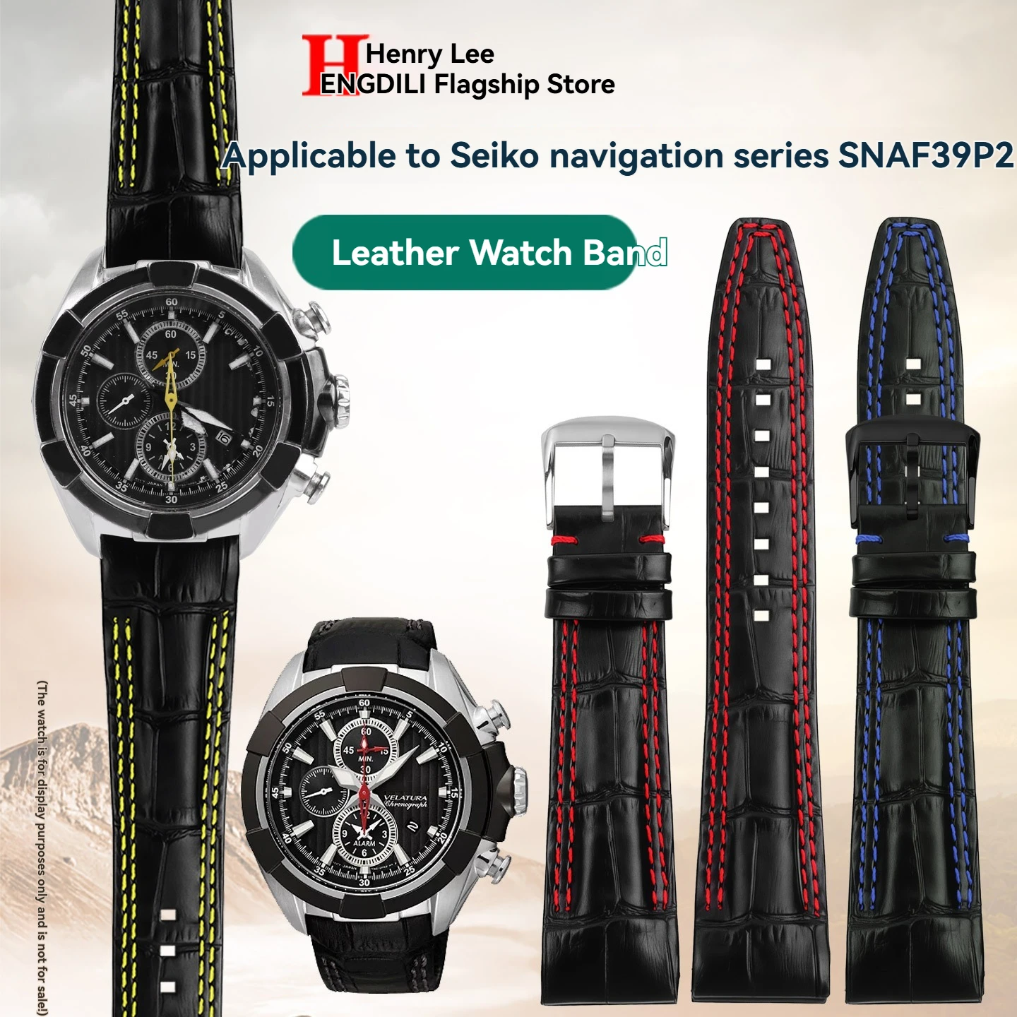 22mm Cowhide Watchband For SEIKO Velatura series SNAF39P2 SNAF60P2 Genuine Leather Strap Dedicated interface Men's Bracelet
