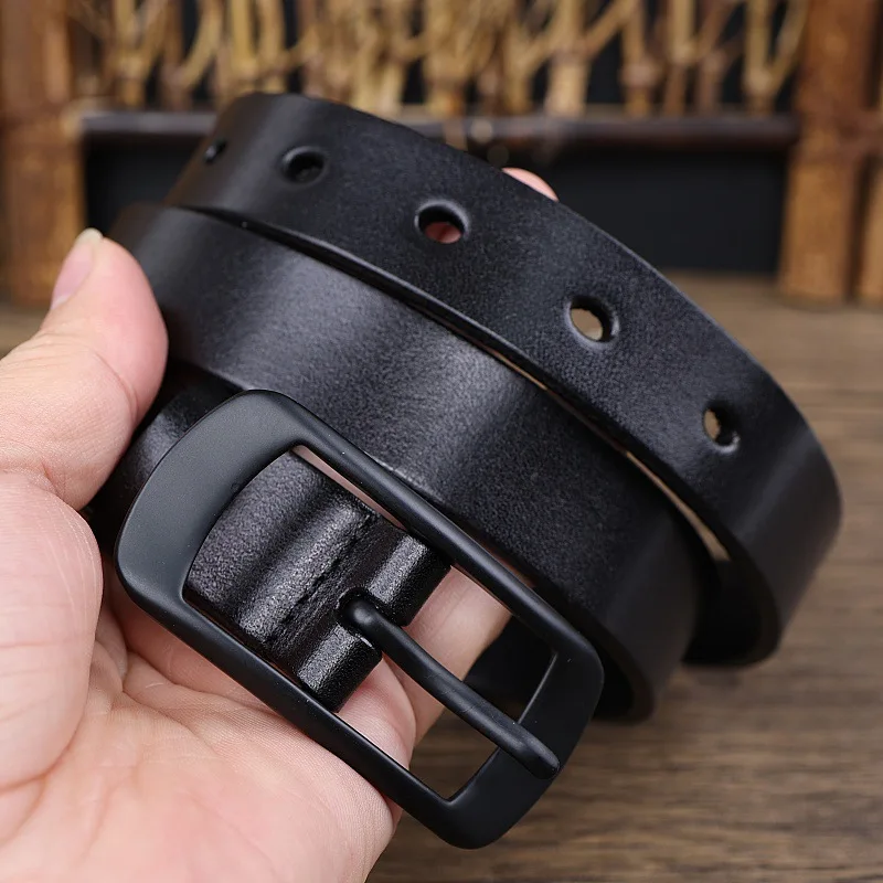

Women's versatile new first-layer cowhide leather belt with alloy pin buckle for jeans