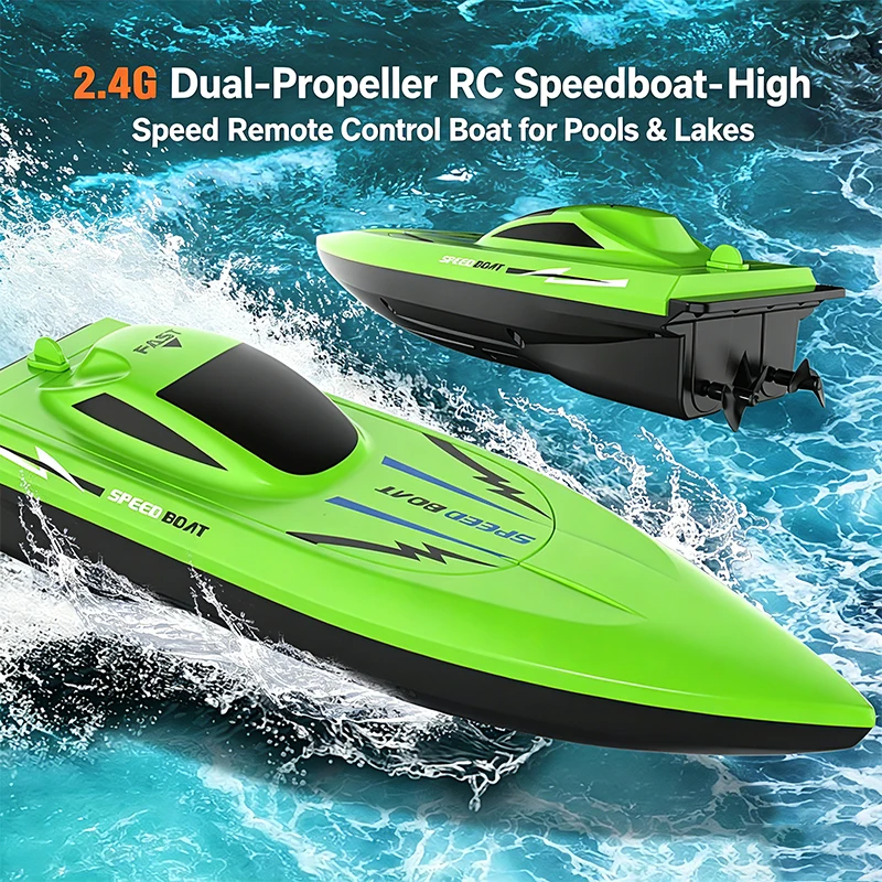 

Remote Control Boat Kids 2.4G Remote Control Toys Lightweight Water Racer RC Speedboat Pool Double Propeller Model Electric Toys