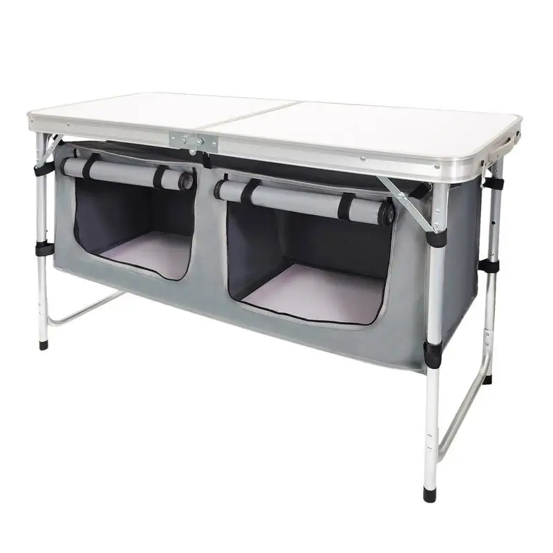 Camping BBQ Desk Lightweight Camping Tabletop For Product Selling With Cloth Cabinet Fireproof Table Foldable Waterproof