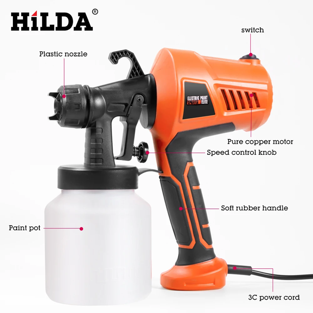 Electric Spray Gun 500W 110/220V High Power Paint Sprayer Home Electric Airbrush 800ML Large capacity Easy Spraying for Home DIY