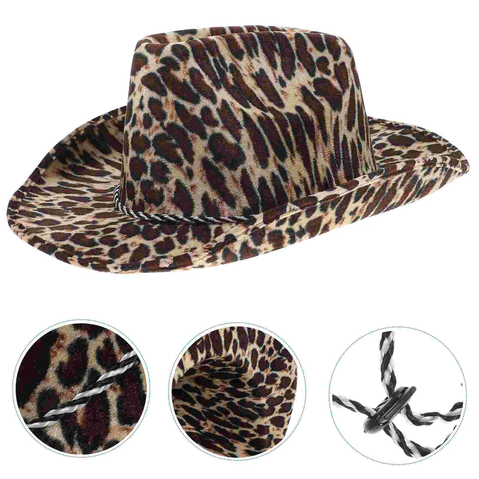 Denim Cowboy Hat Western Cosplay for Decor Performance Fisherman's Leopard Pattern Stage Masquerade Child