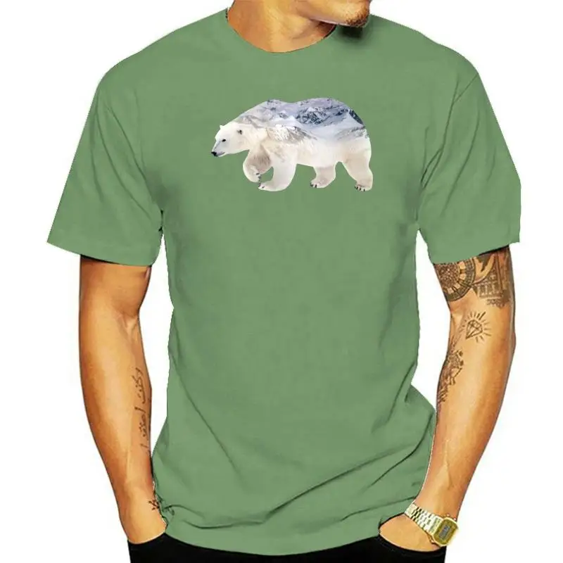 Natural Illustration Polar Bear T-Shirts Russia Men Tshirt  Beast Wildlife T Shirt For Men Youth Man Clothing Shirt