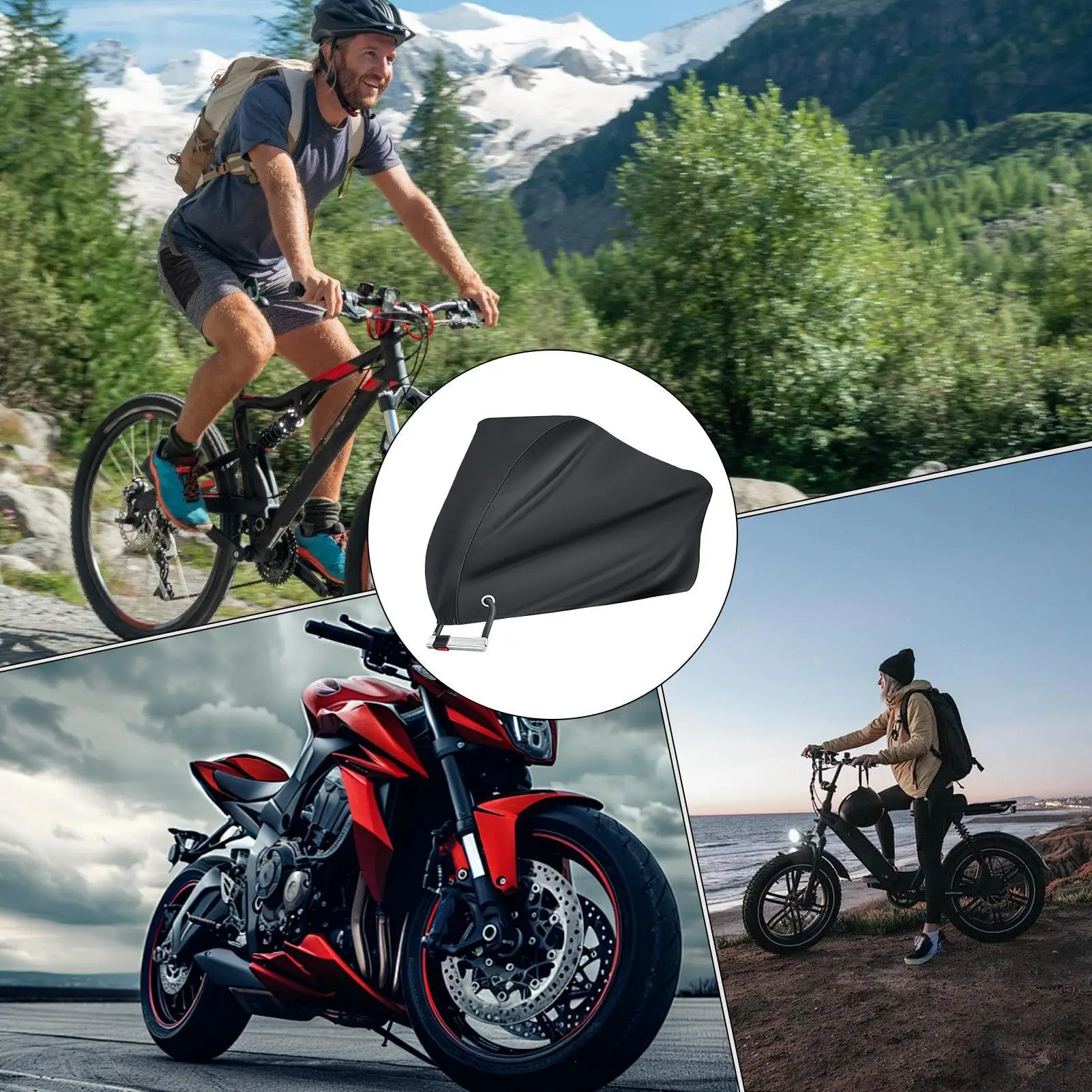 

Motorcycle Rain Cover Motorbike Cover Windproof Tarp Tear Proof Sun Outdoor Protection With Lock Holes For Indoor Camping Travel