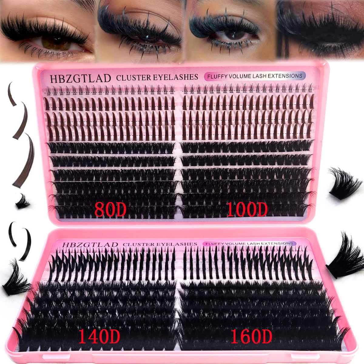 80D-160D Eyelash Book Style Bottom+Spike Cluster Eyelash
