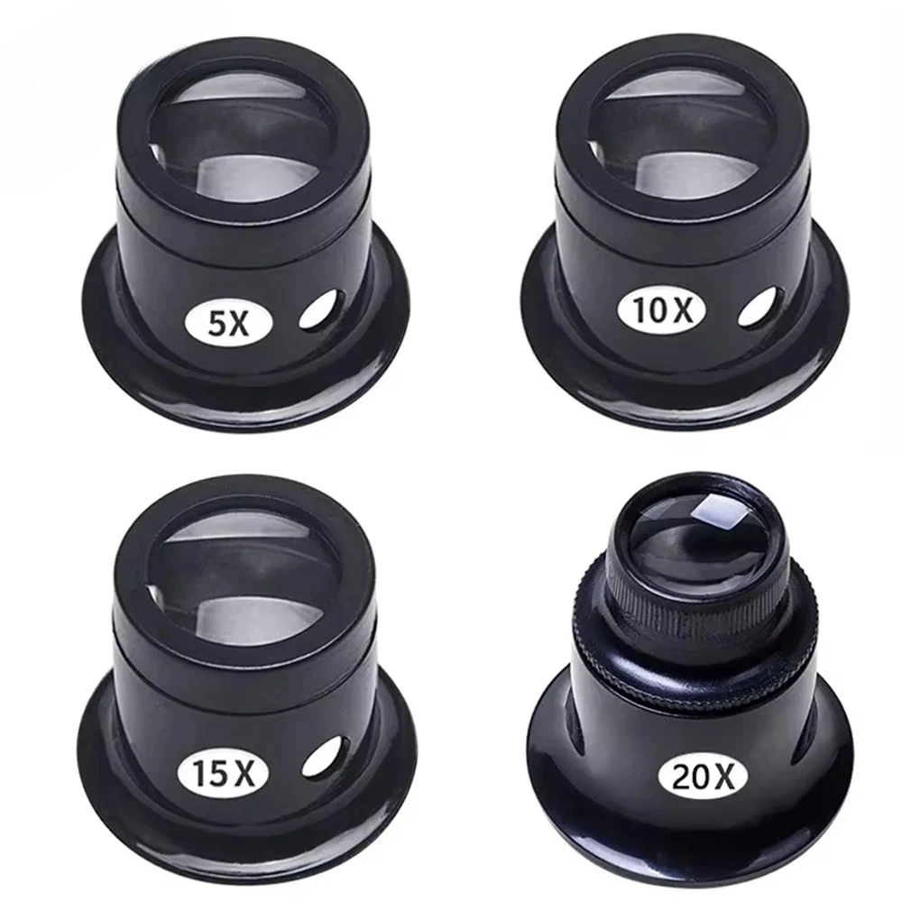 Loupe d'horloger 4 pièces/ensemble 5x/10x/15x/20x, kit d'outils de réparation de montres, loupe à bijoux, verre grossissant, outils d'horloger 2027