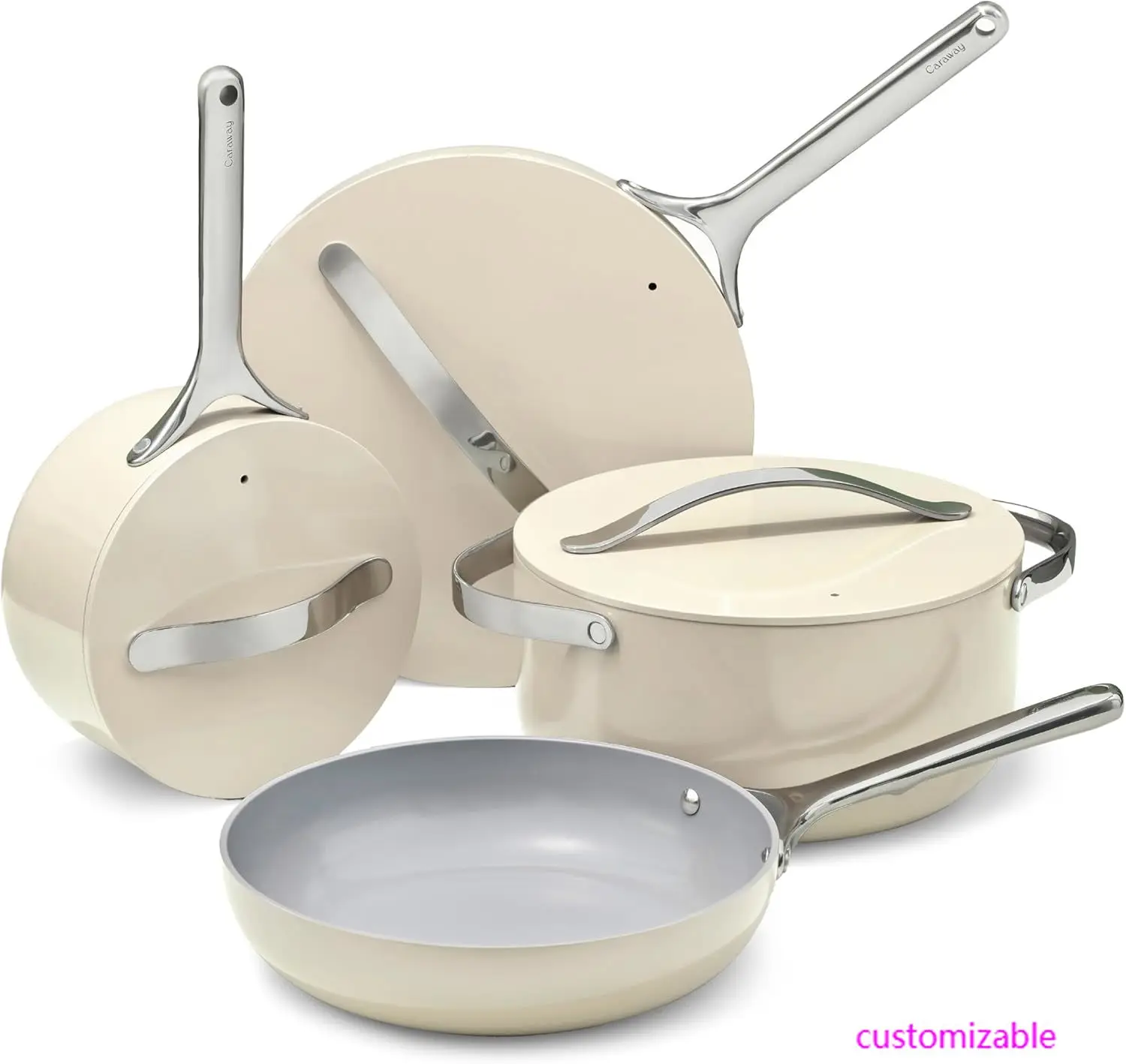 

Nonstick Ceramic Cookware Set (12 Piece) Pots, Pans, 3 Lids and Kitchen Storage - Non Toxic - Oven Safe & Compatible