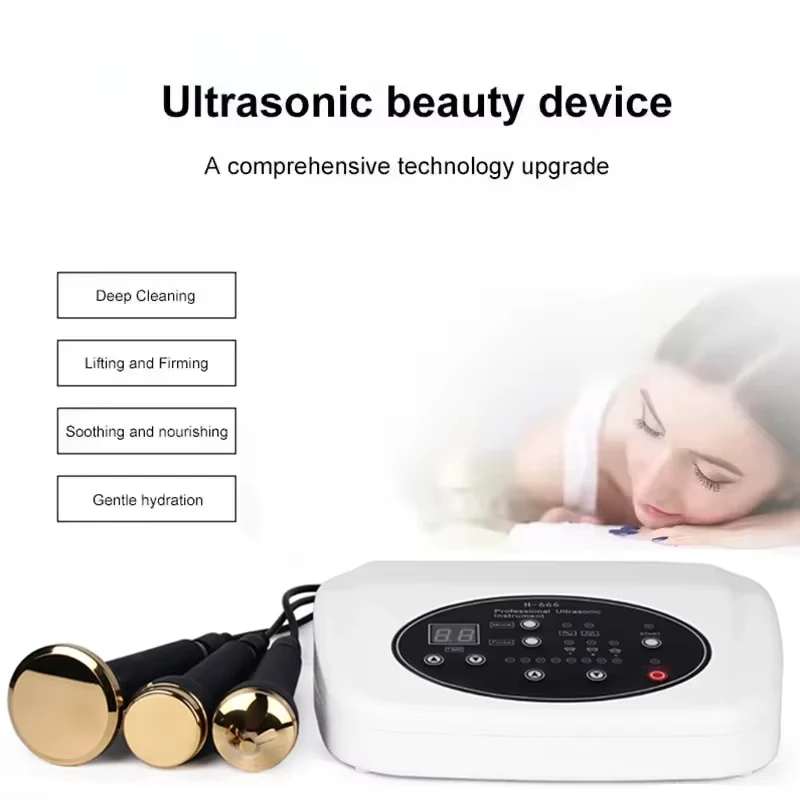 3 IN 1 Macchina di bellezza ad ultrasuoni Lifting facciale ad ultrasuoni Dispositivo di bellezza per massaggio degli occhi Cura della pelle Pulizia dei pori Massaggiatore SPA facciale