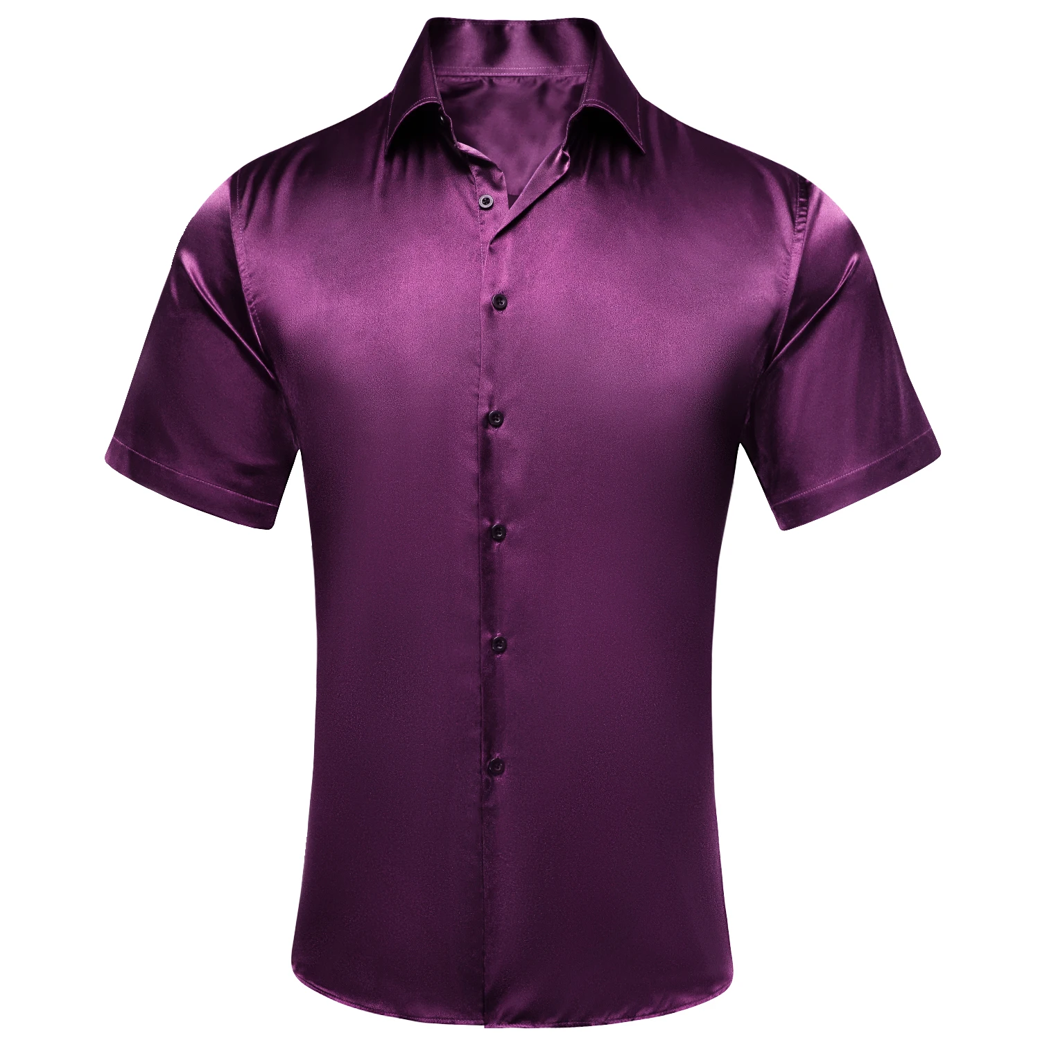 

Purple Red Short Sleeves Mens Shirts Jacquard Floral Paisley Silk Spring Summer Shirt Blouse For Male Business Wedding Fashion