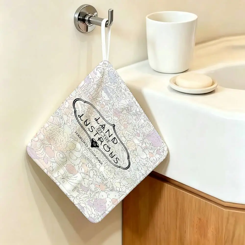 Anime L-Land Of The L-Lustrous Hanging Style Hand Wiping Towel, Polyester Cotton, Anti-fade for Indoor Kitchen Living Room