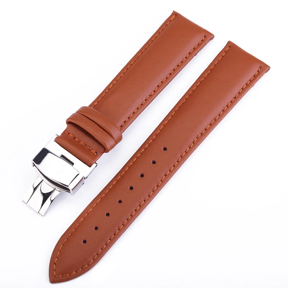 UTHAI Z07 Butterfly Buckle Genuine Leather Straps 12-24mm Watch Accessories High Quality Brown Colors Watchbands