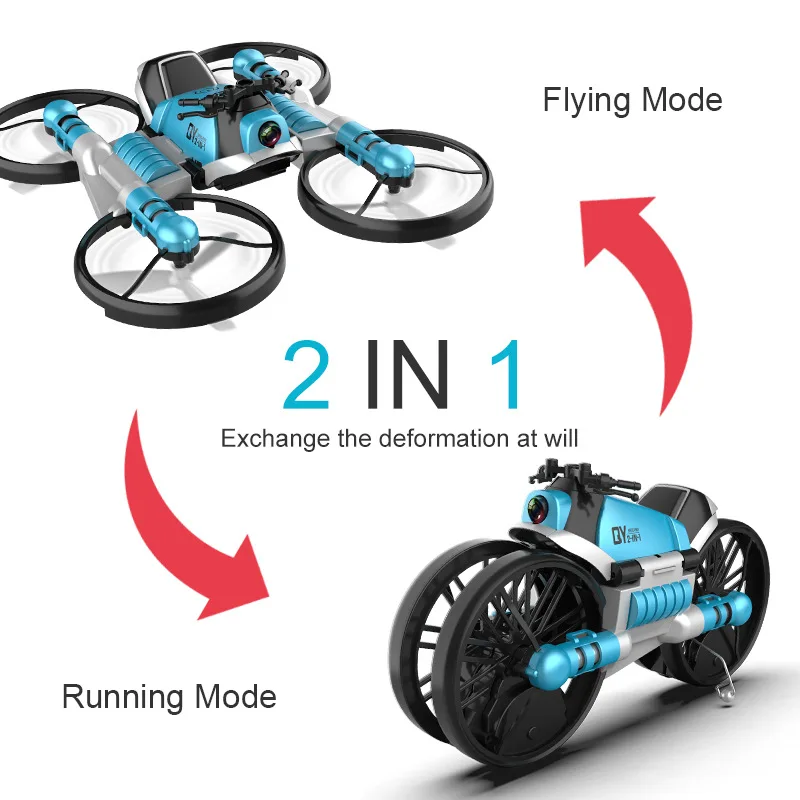 Nowy 2 In1 składany RC Drone motocykl kamera HD ręka gest helikopter DjiFlying rower odkryty kryty chłopiec wiek 7-12 pudełko zabawka