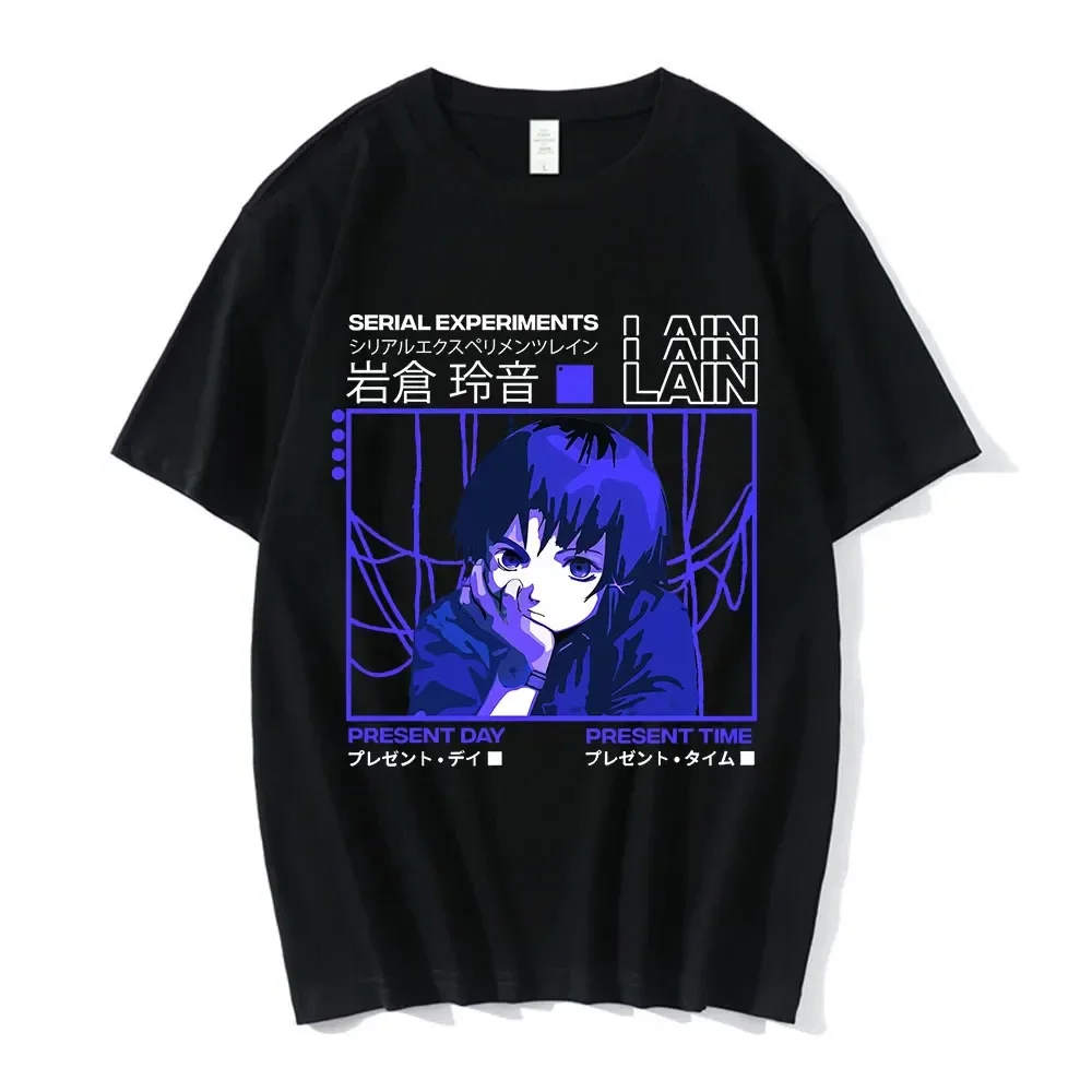 Serial Experiments Lain Anime Graphic T-shirt Unisex Men Women Iwakura Lain Sci-Fi Manga Style Short Sleeve Pure Casual Tee No.6
