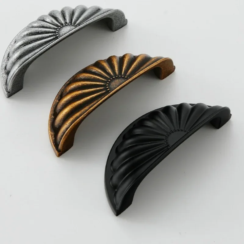 

YM American Shell Half Circle Kitchen Vintage Drawer Handle Cabinet Bronze Dresser Handle Wardrobe Door Aged Gold Bronze Handle