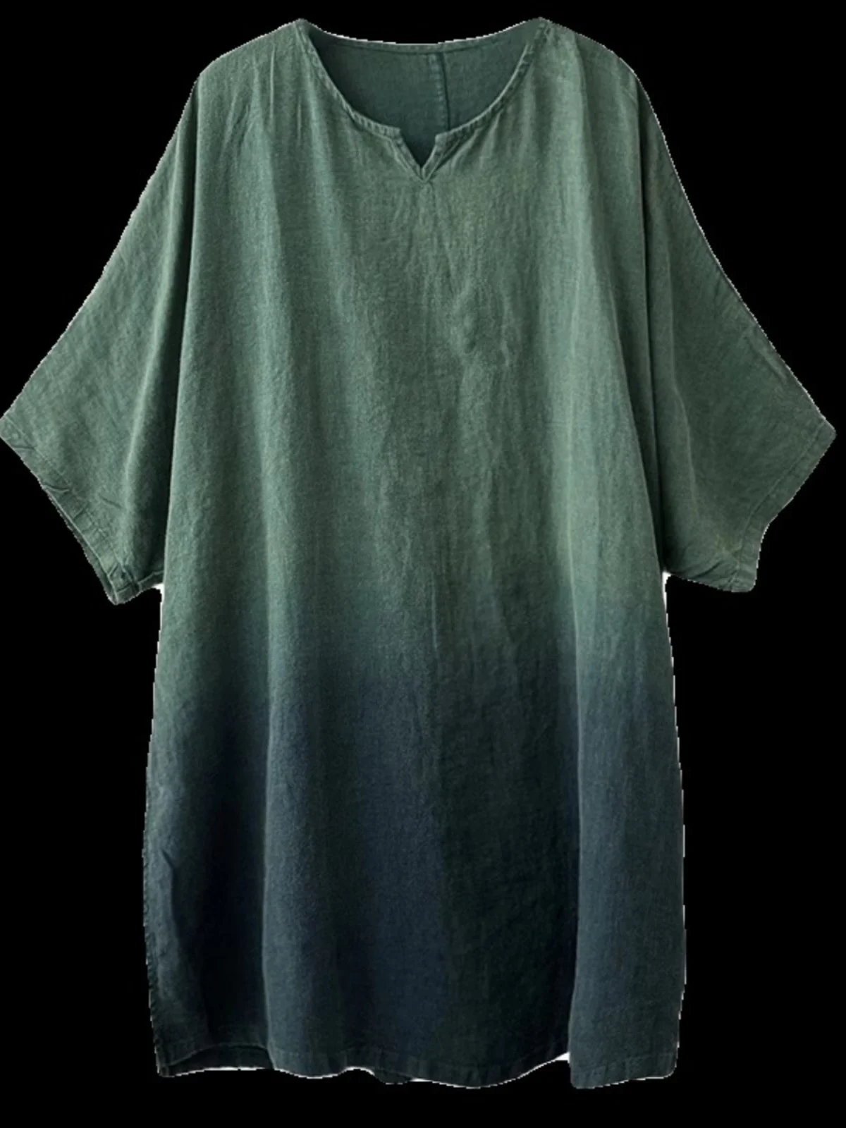 Loose Large Version Cotton Linen f Sve irt Women's Mid-Length Robe T-irt Lazy Sle European Goods Tailor Single