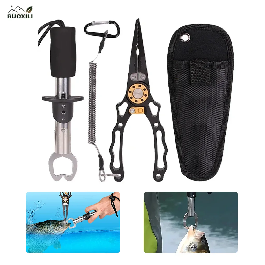 

Aluminum Fishing Pliers Fish Lip Grip Anti Corrosion Hook Remover Line Cutter Split Ring Multifunctional Fishing Tackle Tools