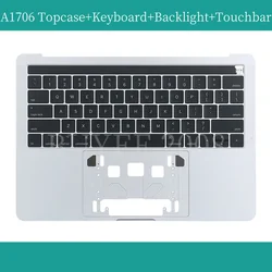 Macbook Pro,バックライト,タッチバー,テスト済み作業,スペース,grey,シルバー,オリジナル,a1706用のトップシェル