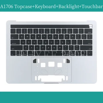 Espacial cinza prata original a1706 teclado dos eua para macbook pro eua a1706 topcase teclado backlight touchbar testado trabalho