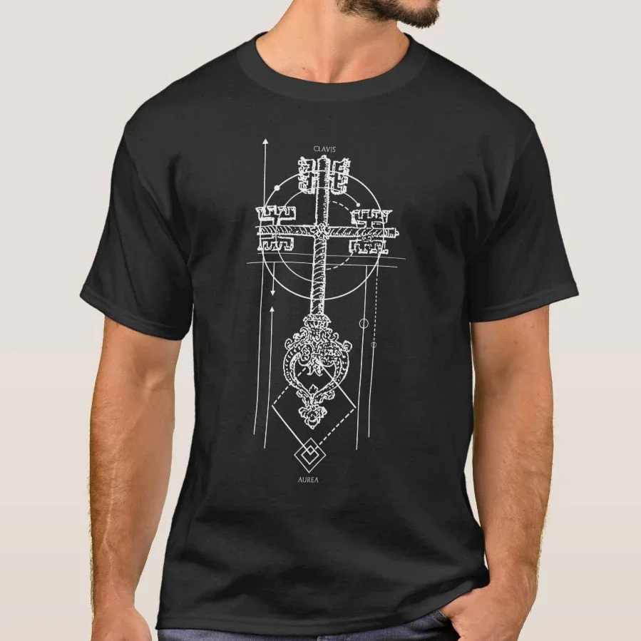 

Funny Renaissance Cross Key Geometric Shapes Illustration T-Shirt. Summer Cotton Short Sleeve O-Neck Mens T Shirt New S-3XL