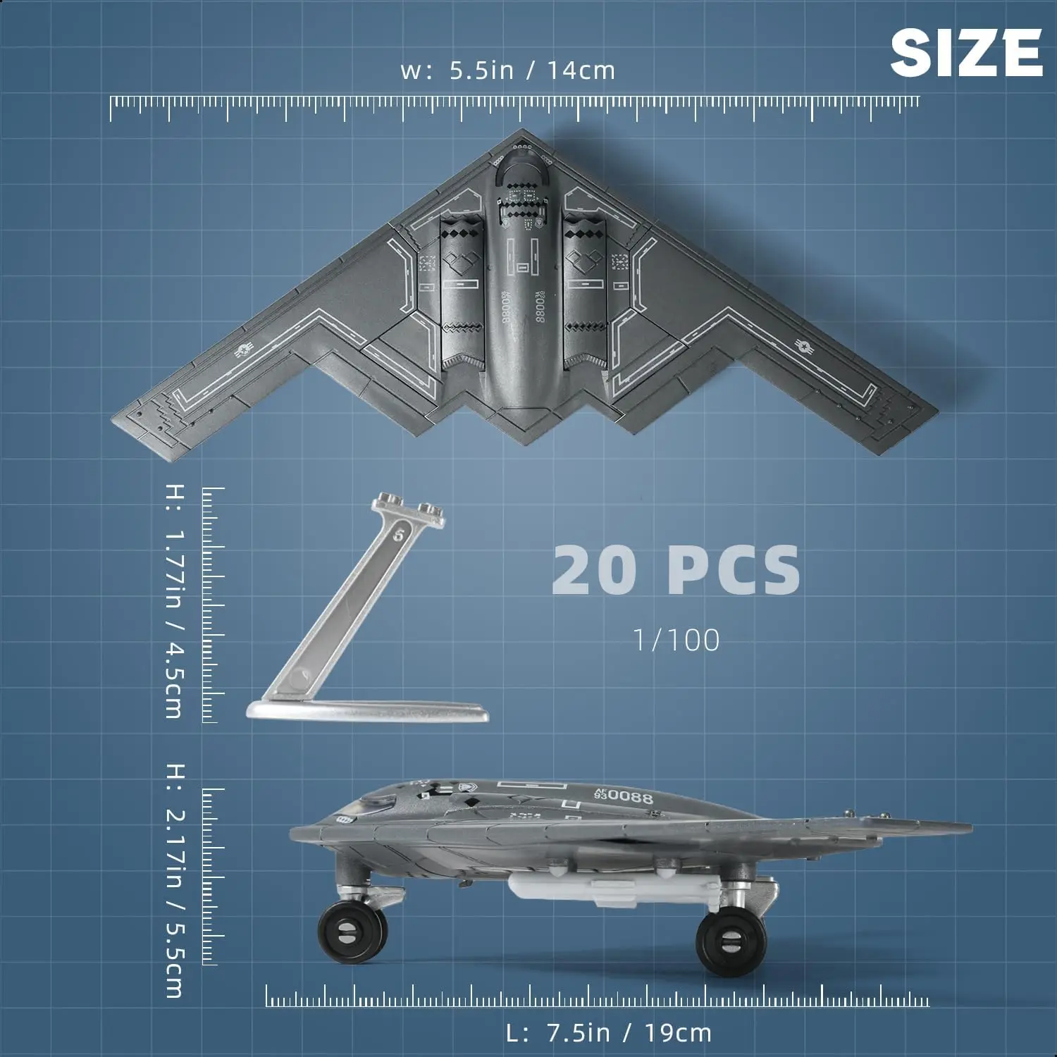 1/200 Scale B-2 Spirit Stealth Bomber Quick Build Military Aircraft Toy USAF Strategic Heavy Bomber Plastic Model Kit