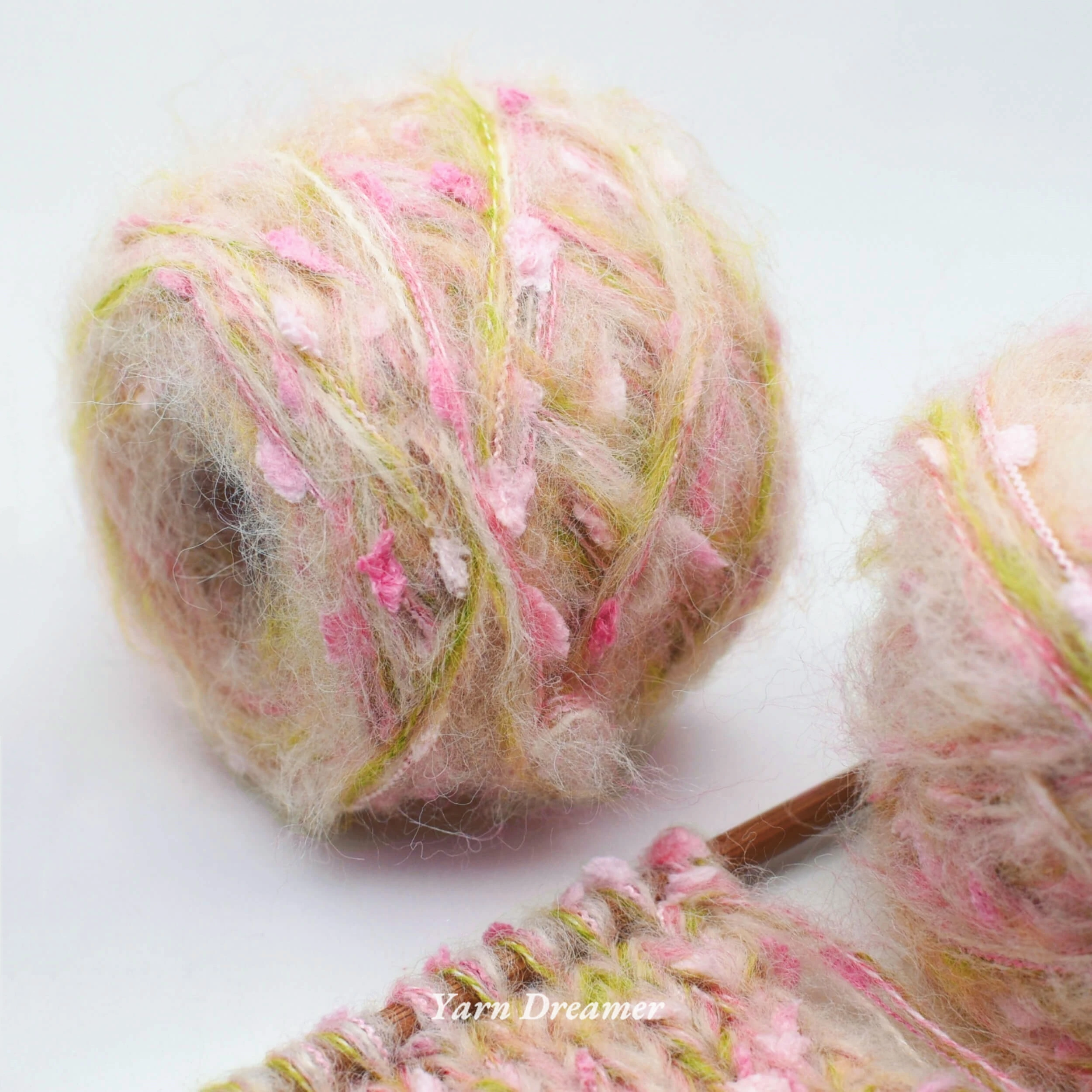 

Pastel Garden Fuzzy Mohair Yarns for Knitting and Crochet Yarn in Bulk Fluffy Yarn for Crochet Accessories Pink and Green