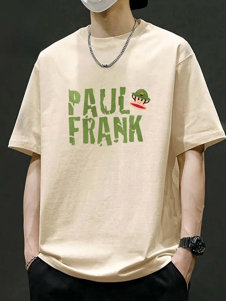 

Мужская футболка American Style из чистого хлопка, с коротким рукавом, летняя, новая, плотная, с принтом обезьяны Big Mouth Monkey