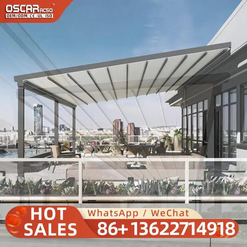 Durable Lightweight Aluminum Canopy HighStrength Weatherproof Structure Ideal for Rooftops Backyards Poolside LED Awning Retract