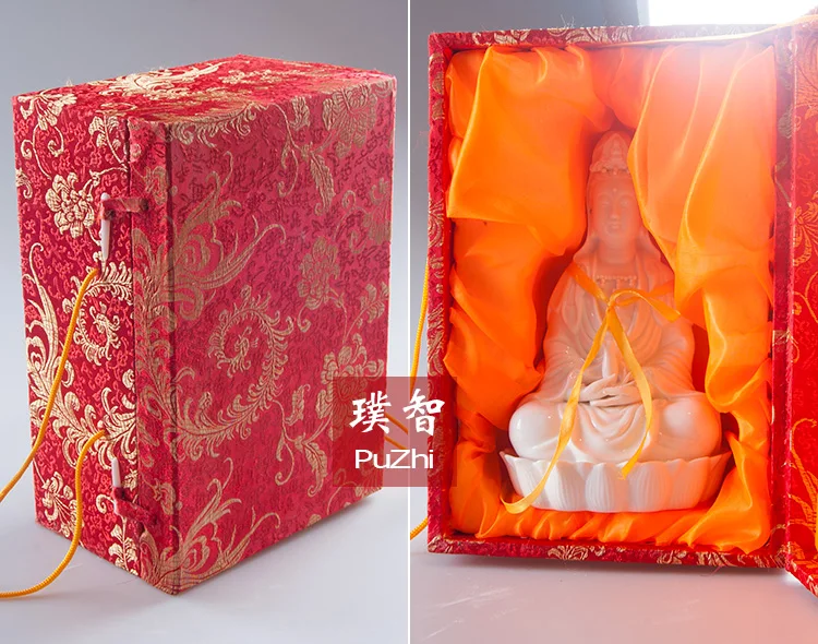 Special Offer--21CM TALL-HOME Spiritual protection Bless family # Handmade White porcelain Lotus Guanyin Buddha FENG SHUI statue