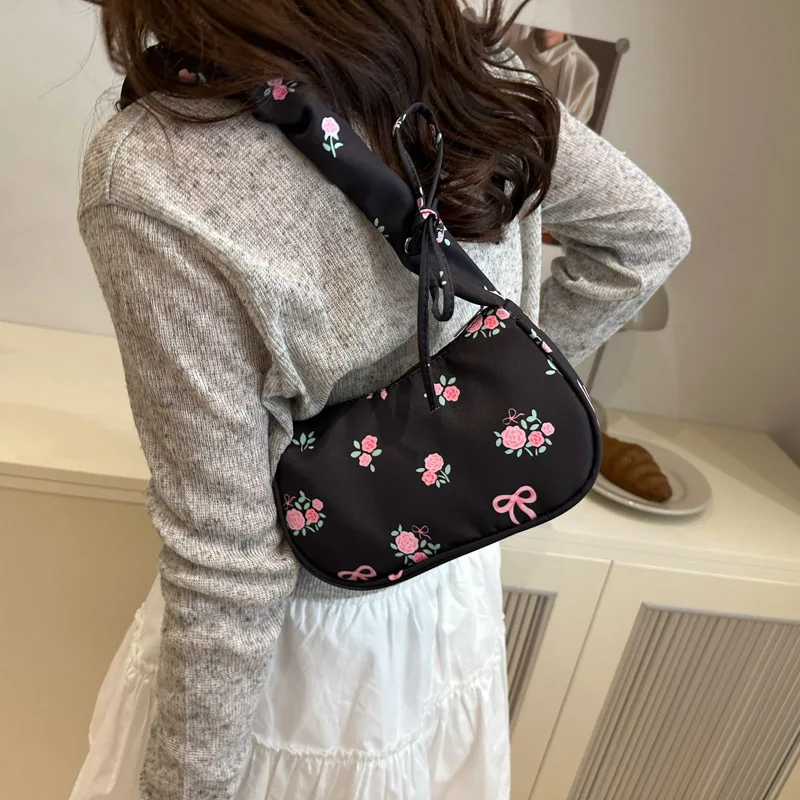 Women Sweet Romantic Small Square Bag Japanese Style Casual Shoulder Underarm Handbag