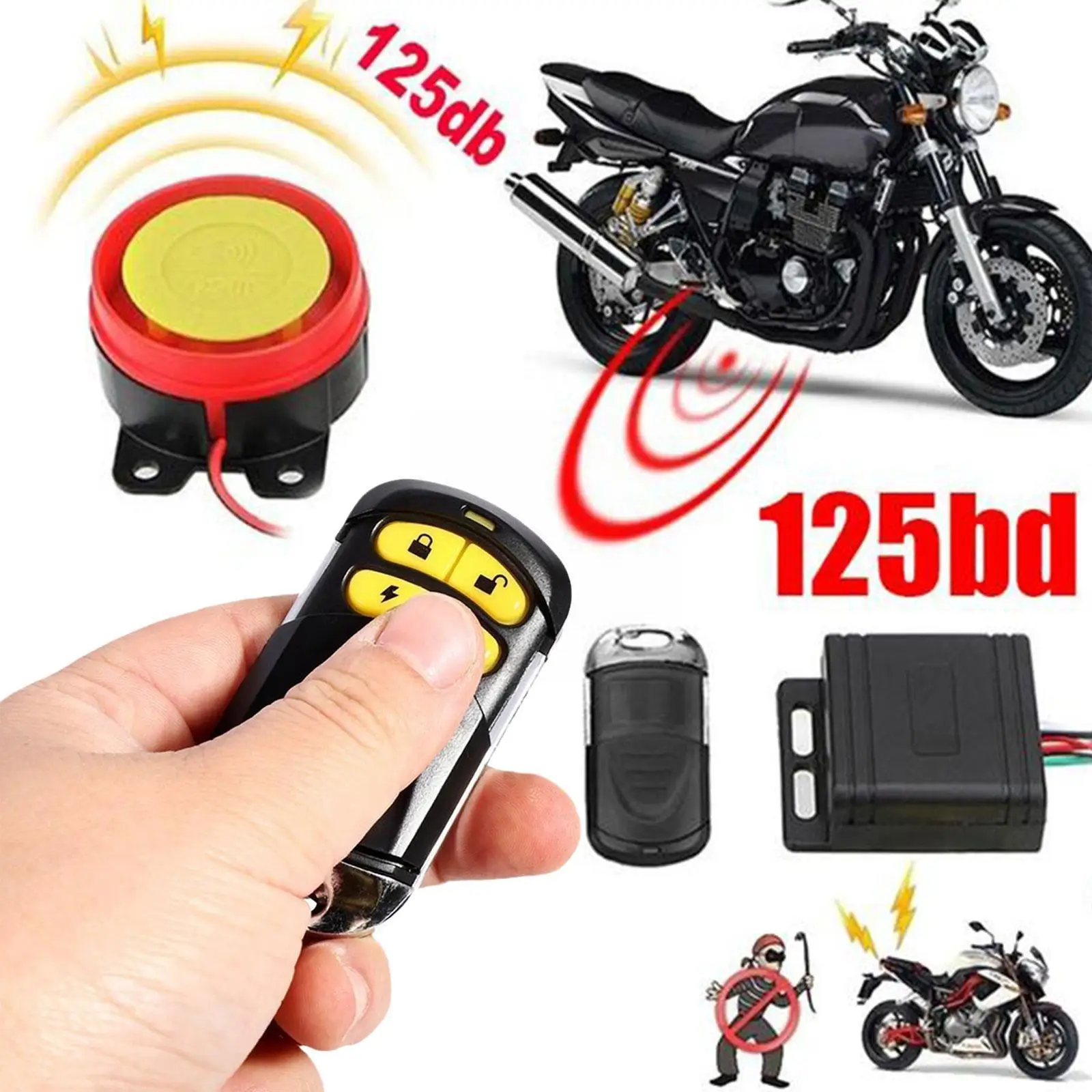 12V Car High Power Siren Security Alarm System Remote Alarm High Bike Power Motorcycle Anti-theft Waterproof Control Motorc B0I6