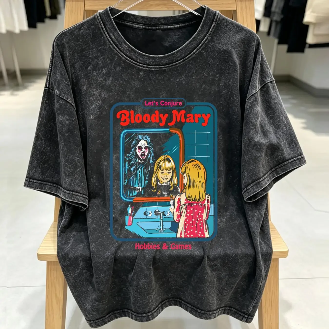 washed T Shirt A51 Creepy Co Size XL Let's Conjure Bloody Mary Hobbies and Games long or short sleeves vintage Washed
