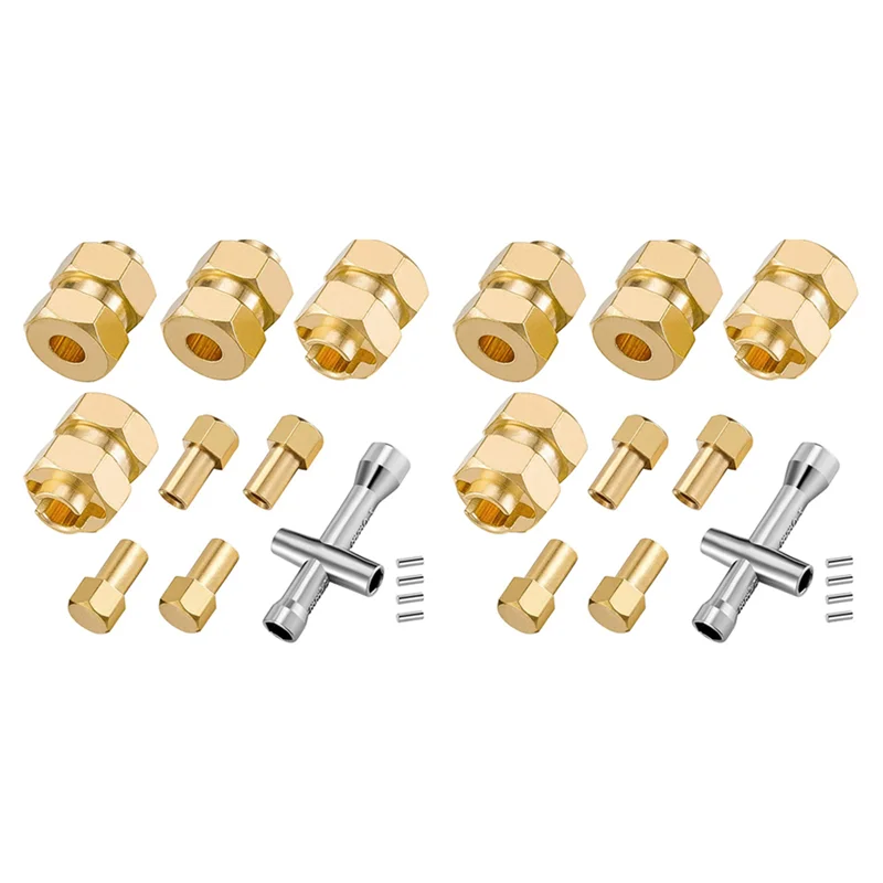 

8Pcs Brass Extended 7Mm Hex Wheel Hubs Combiner 4Mm Widened For AXIAL SCX24 90081 1/24 RC Crawler Car Upgrades Parts