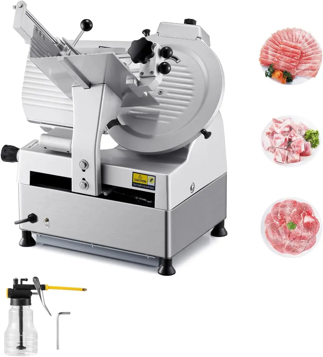 Automatic Meat Slicer, 180W + 370W Deli Slicer with a 12 inch Premium 65Mn Blade, 0-0.3 inch Adjustable Thickness, Electric Food