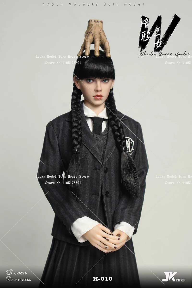 JKTOYS K-010 1/6 Shadow Raven Maiden Girl Unifrom Action Figure Punk Dark Style Moving Eye Design Collectible 12