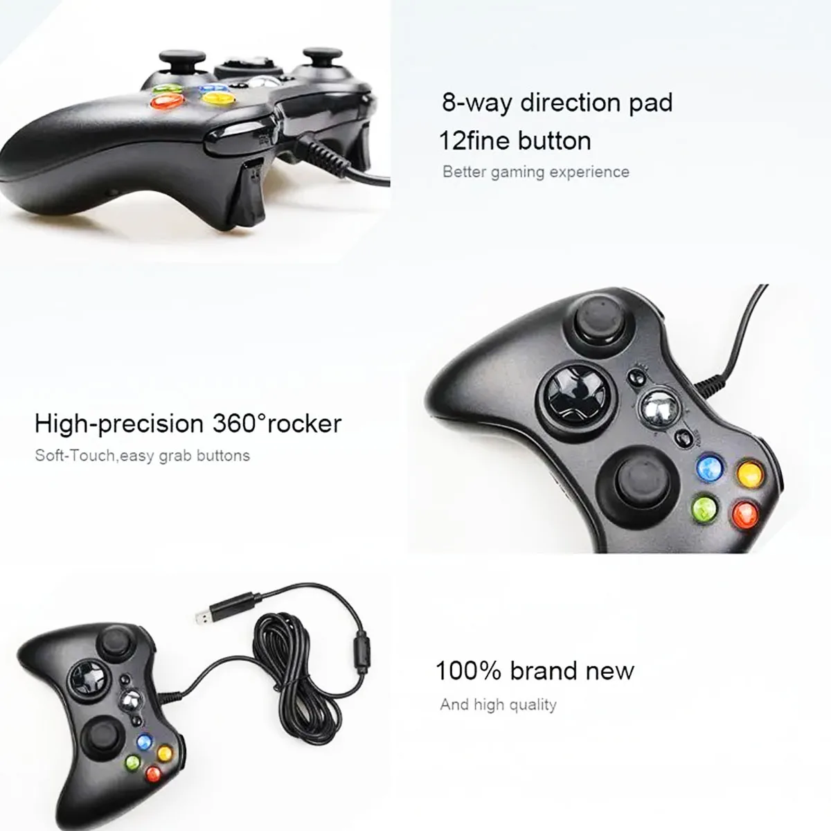 Wireless/Wired Controller For  360 Game Controller with Dual-Vibration Turbo Compatible with  360/360 Slim and PC Window image 6
