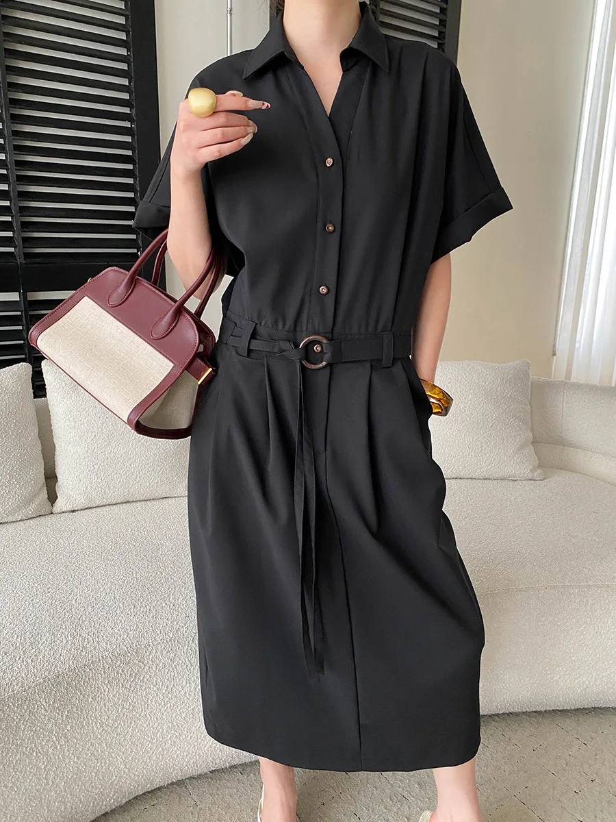 Frühlings- und Sommerkleid für Damen, lässig, einfarbig, bequem, tailliert, figurbetont. – Detail 12
