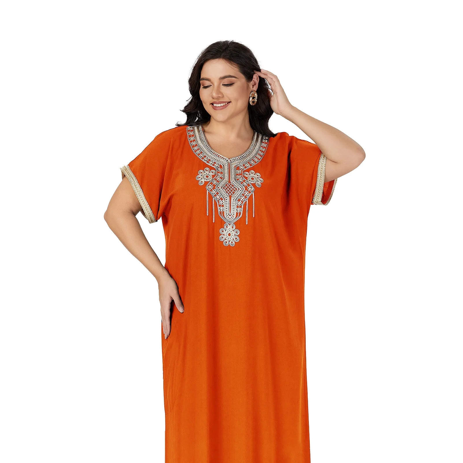 Traditional Dress Abaya For Women\'s Moroccan African Beach Dashiki Loungewear Home Short Sleeve Cover up PlusSize Caftan