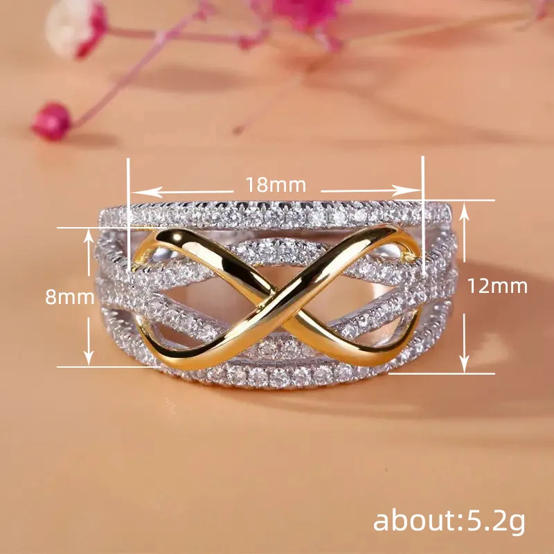 Fashion Unlimited Love Ring S925 Sterling Silver 18K Gold plated diamond ring Ladies wedding engagement ring Luxury jewelry