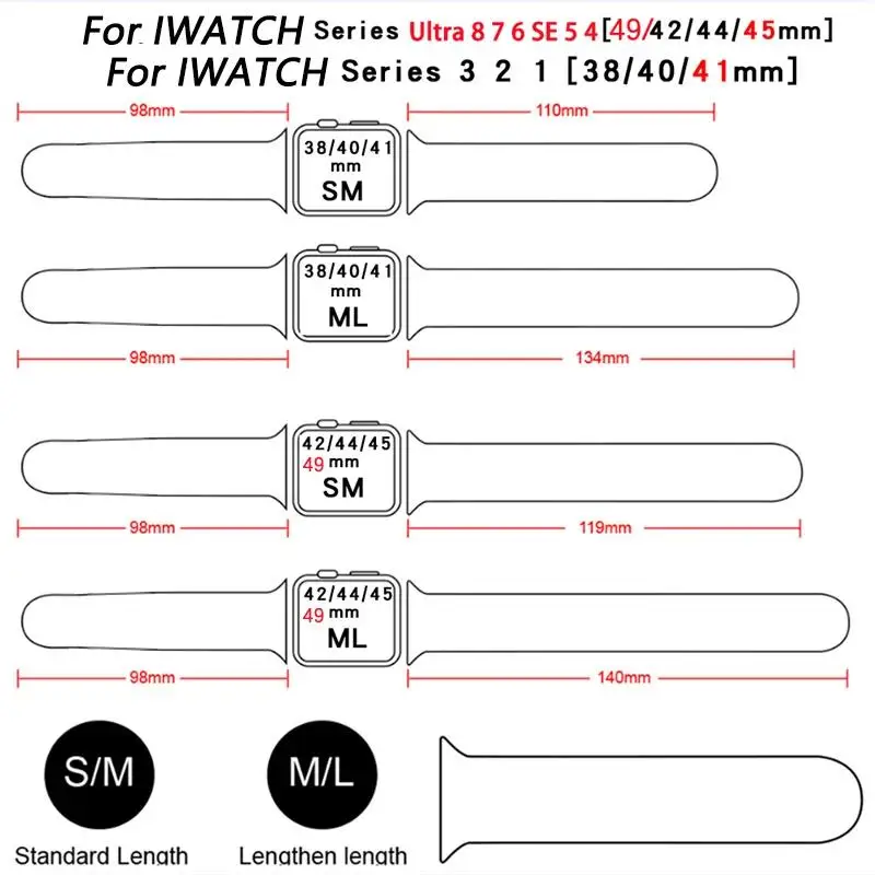 For Apple Watch Band 45mm 44mm 42mm 49mm 41mm 40mm 38mm case Silicone correa bracelet iwatch Strap Series 8 7 9 6 SE 3 5 4 Ultra