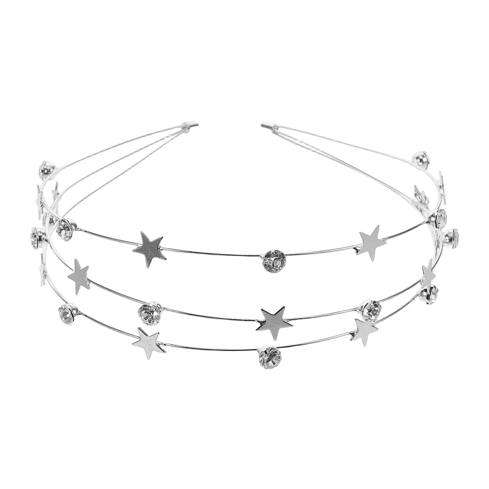 

Rhinestone Headband Glitter Stars Party Hairband Metal Multi Layers Elegant Design Durable Material Wedding Occasions Hair Tools