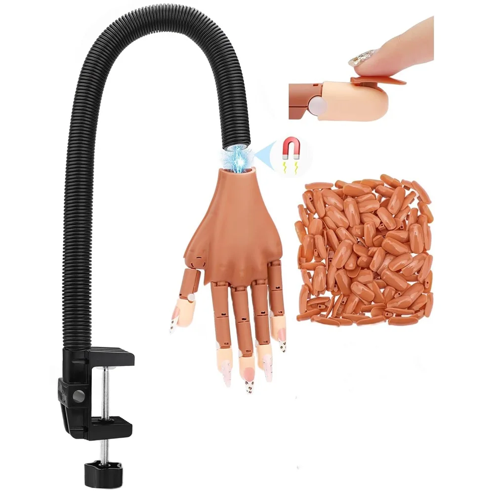 

Practice Hand for Acrylic Nails, Flexible Nail Practice Hands Magnetic Fake Hands for Nails Practice, with 100PCS Nail Tips