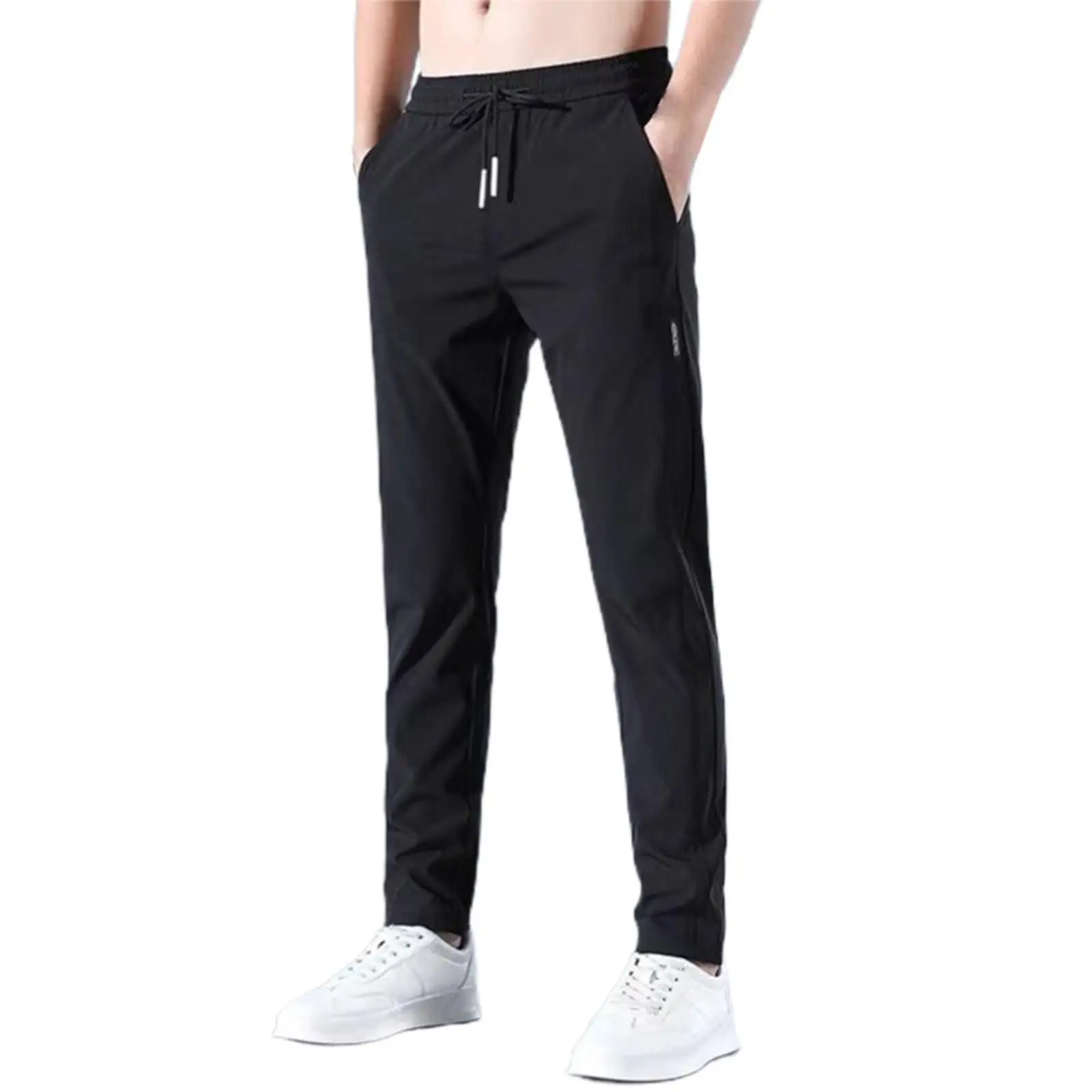 Eis Seide Herren hose Sommer neue einfarbige dünne Business Freizeit hose Outdoor elastische atmungsaktive Jogging hose mit geradem Bein